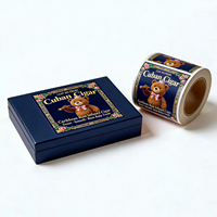 Étiquettes personnalisées pour boîtes à cigares, papier texturé adhésif, impression en relief avec feuille d'or, autocollants pour l'emballage des boîtes à cigares cubains