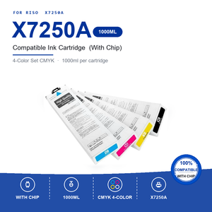 Cartouche d'encre compatible avec puce 1000ml CMYK pour imprimante Riso ComColor X7250A, pour photocopieuse, école, bureau, impression commerciale - Product Image 1