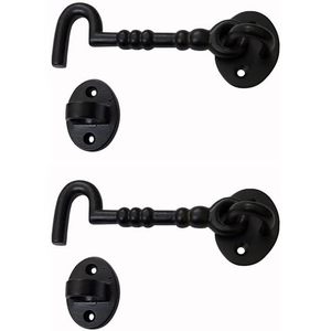 Loquet à crochet et œillet en fonte noir mat de 4 pouces, lot de 2, pour la sécurité des portes et des fenêtres - Product Image 1