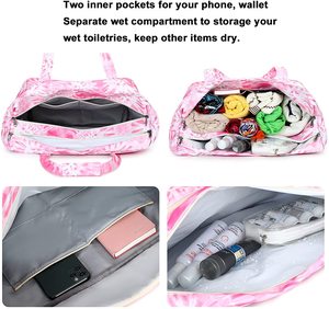 Grande sacola de praia Mulheres zíper impermeável personalizado sacola de praia para piscina ginásio mercearia viagem com bolso molhado - Product Image 4