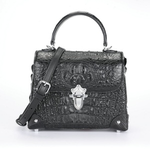 Bolso de Mano de Piel de Cocodrilo Siamés para Mujer, Bolso de Hombro Cruzado Pequeño Cuadrado de Moda con Cierre, Otoño - Product Image 5