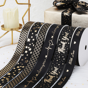 ห่อตกแต่ง DIY หัตถกรรมซาตินดาวขอบคุณฟอยล์สีทองพิมพ์ของขวัญริบบิ้นสำหรับของขวัญ - Product Image 1