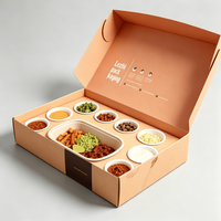Boîte à lunch pliable pour restaurant, emballage alimentaire rapide écologique, vente en gros