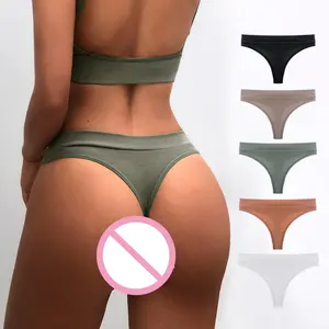 Celana Dalam Katun Wanita Baru Outlet Pabrik Pakaian Dalam Wanita Warna Solid Celana Dalam Tanpa Jejak G String Thong #0323