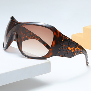 Trendy Unisex Oversized Sunglasses Blue <strong>Frame</strong> UV400 Lenses <strong>Funky</strong> Wrap Design Big Tinted Apres Ski Shield Cool Shades Men Women - Product Image 4