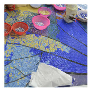 ZF กระเบื้องโมเสค<span class=keywords><strong>หยก</strong></span>น้ำแข็งใสแบบกำหนดเอง,กระเบื้องโมเสคสีฟ้าสำหรับตกแต่งลวดลายดอกบัว - Product Image 3