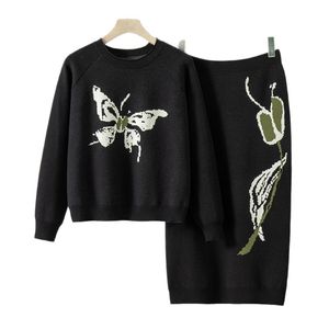 Conjunto <span class=keywords><strong>de</strong></span> <span class=keywords><strong>Dos</strong></span> <span class=keywords><strong>Piezas</strong></span> <span class=keywords><strong>de</strong></span> Moda Otoño Invierno 2026 <span class=keywords><strong>para</strong></span> Mujer, Suéter <span class=keywords><strong>de</strong></span> Punto con Bordado Decorativo <span class=keywords><strong>de</strong></span> Mariposa y Falda - Product Image 6