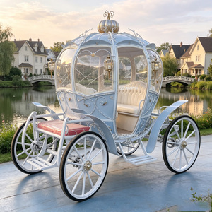 Chariot de princesse citrouille en fer creux à propulsion électrique, chariot Cendrillon, transport romantique pour célébrations de mariage et manèges de parc - Product Image 1