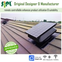 Ventilateurs d'échappement HVAC à hélice en acier à 7 pales de 14 ''Hybrid Solar 50W Ball Bearing Attic Vent Heat Extractor for Farm Roof Ventilation