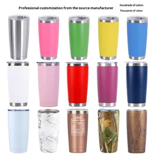 Thermos à café à double paroi en acier inoxydable 304 de 600 ml (20 oz) à isolation froide droite pour voiture, design moderne, best-seller - Product Image 2
