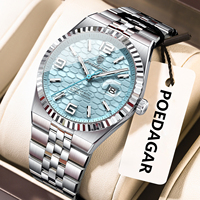 Reloj de Pulsera Poedagar de Cuarzo, Acero Inoxidable de Alta Calidad, Lujoso, Resistente al Agua y Luminoso para Hombre