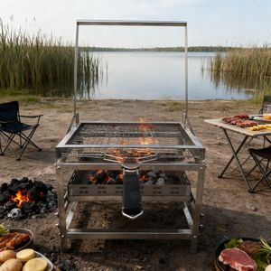 Barbecue portable pliable pour le camping |   Barbecue pliable <span class=keywords><strong>en</strong></span> acier inoxydable de 2 mm d'épaisseur pour les voyages <span class=keywords><strong>en</strong></span> voiture et après les sorties de pêche - Product Image 5