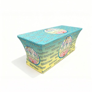 Jeté de table avec logo imprimé sur mesure Nappe de table extensible et ajustée personnalisée pour événement de salon professionnel - Product Image 6