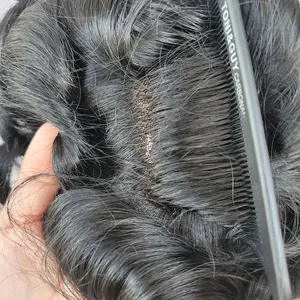 Swiss Australia rambut palsu pria renda Wig PU untuk pria rambut pria prostesis bernapas Wig pria sistem pengganti prostesis