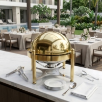 Ensemble de réchauds de luxe à couvercle roulant, chauffe-plats commerciaux en acier inoxydable pour buffet avec supports à combustible, équipement de restauration