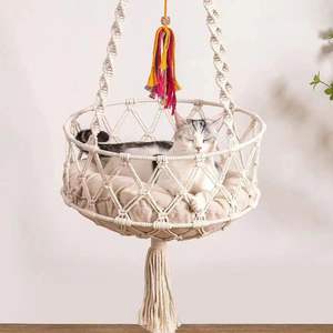 Groothandel Handgemaakte Macrame Kat Hangmatten Opknoping <span class=keywords><strong>Cat</strong></span> <span class=keywords><strong>Swing</strong></span> Hangmatten Kattenbed - Product Image 4