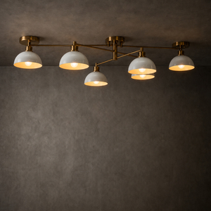 <b>Modern</b> Multi Head <b>Ceiling</b> <b>Light</b> Rotatable Brass Frame Semi Flush Mount Lamp For Living Room - Product Image 2