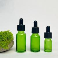 Botol Tetes Kaca Hijau 10 hingga 50ml untuk Minyak Esensial, Serum, Cairan Kosmetik