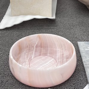 Modern Natural Pink Onyx Handmade Easy Clean Round Vessel Sink Bathroom <strong>Wash</strong> Basin - Product Image 2