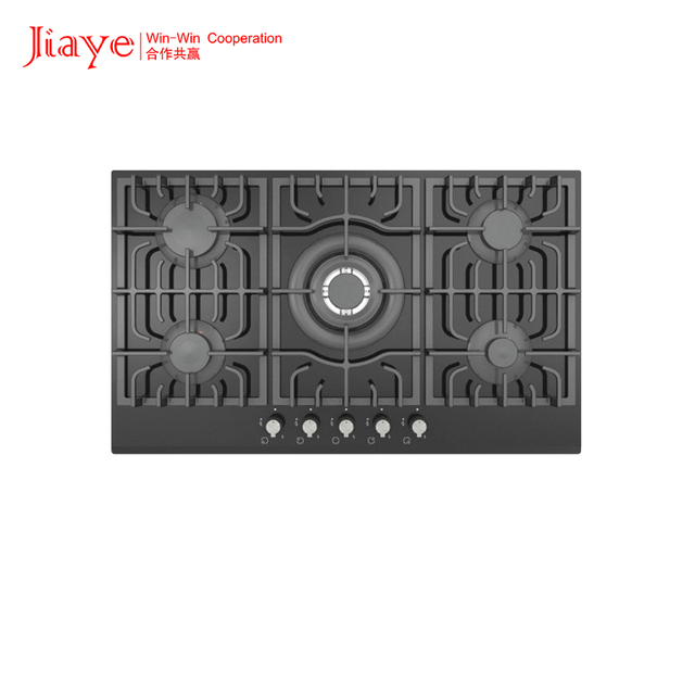 Built-In 900mm 5 Burner Liquefied Gas Electronic Ignition Glass Surface Class a Energy Efficient Household Use EU Plug Cooktop