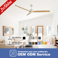 Ventilateur de plafond 1stshine 60 pouces, moteur DC en cuivre pur, ventilateur de plafond moderne en bois massif avec télécommande