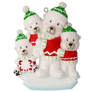 Resina personalizada Oso Polar familia adornos navideños