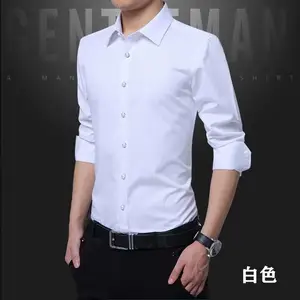 Camisa branca de manga comprida primavera para homens de negócios camisa alta profissional slim
