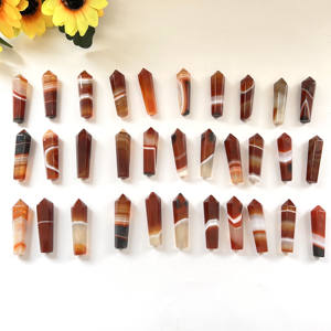 Nova chegada cristal natural mini torre listrado vermelho branco carneiro agate mini prisão hexagonal - Product Image 6