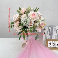 DKB Wholesale Nouveau Centre de Table 100 cm en Forme de Grande Roue avec Roses Blanches et Roses Suspendues