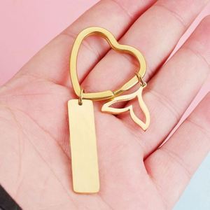 Heart Blank Metal Keychain Personalized DIY <b>Custom</b> Mirror Polished Gold Stainless Steel Key Ring Laser Engraving Logo Key Chains - Product Image 5
