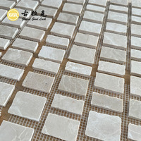 Carreaux de mosaïque carrés en marbre naturel Botticino GGL Stone, coupés bruts, pour la décoration intérieure