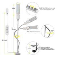Lampe de culture Joystar à 3 têtes pour plantes d'intérieur en floraison, 132 LED, spectre complet simulant le soleil, gradation à 5 niveaux, minuterie 3/6/12H