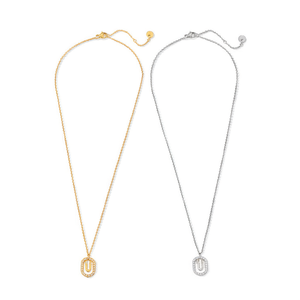 Collana con Ciondolo a Forma di Lettera U con Diamante Angelina, in Acciaio Inossidabile, Tono Oro e Argento, Gioiello Unisex alla Moda, Regalo Trendy - Product Image 1