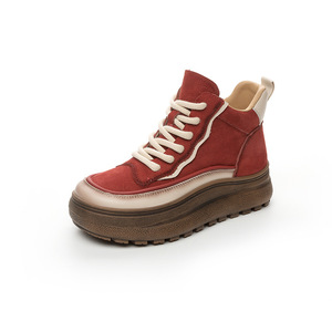 <span class=keywords><strong>Tête</strong></span> couche peau <span class=keywords><strong>de</strong></span> vache haut automne et hiver chaud fond épais chaussures rehaussantes <span class=keywords><strong>tête</strong></span> ronde couleur bloquant décontracté Martin bottes - Product Image 2