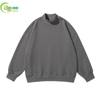 Sweat-shirt unisexe en coton épais 400 GSM à col montant, coupe oversize avec épaules tombantes en molleton bouclette pour homme