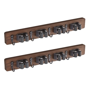 Estante de herramientas de jardín montado en la pared, organizador para <span class=keywords><strong>armario</strong></span>, garaje, lavandería, cocina, decoración, fregona, soporte de escoba de <span class=keywords><strong>madera</strong></span>, colgador - Product Image 1