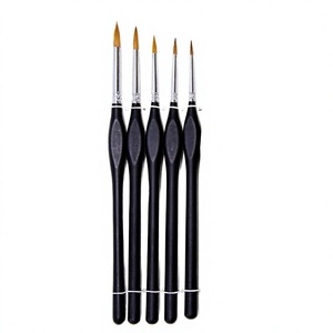 Ensemble de 10 pinceaux ronds en nylon à manche en plastique noir pour aquarelle, usage ongles/art, origine Jiangxi, emballage personnalisé - Product Image 2