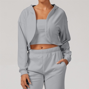 Sweat-shirt de sport en velours pour femme, automne-hiver, transfrontalier, à capuche, pour la course et le fitness, sexy, décontracté, ample et polyvalent - Product Image 4