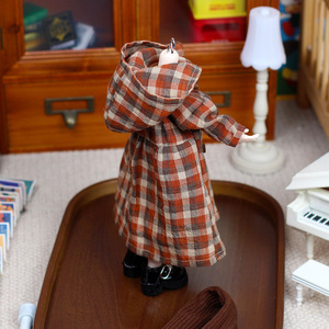 Vêtements pour poupée Bjd, manteau à capuche à carreaux, 30cm, en tissu exquis et mignon - Product Image 1