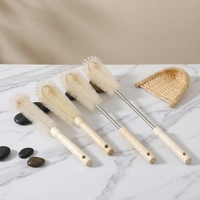 Brosse de nettoyage à long manche en bois pour tasses, avec conception sans angle mort, pour bouteilles et tasses de cuisine, outil magique portable avec poils en nylon