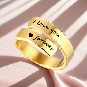 Anillo De Acero Inoxidable Inspiration Jewelry Non Fade Stainless Steel <b>Couple</b> <b>Ring</b> I Love You Forever Engraved Adjustable <b>Ring</b> - Product Image 6