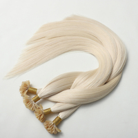 Extensions de cheveux humains russes Remy de qualité supérieure, à pointe en U, en kératine italienne, double épaisseur, couleur blonde, pré-collées, à pointe en forme de clou