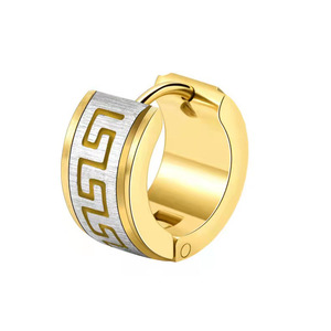 Pendientes de clip de acero inoxidable con patrón geométrico, joyería de moda unisex, 7x9 mm, tres colores disponibles - Product Image 3