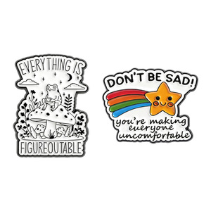 Broches e Emblemas de Metal Divertidos e Antigos com Pentagrama, Citações e Nuvens, Acessórios de Vestuário Versáteis com Estampa em Letterpress, Tema Frutas e Formatura - Product Image 1