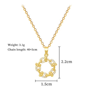 Nuova Tendenza Moda Set di Gioielli da Donna con Collana e Orecchini con Pendente Rotondo in Acciaio Inossidabile Placcato <span class=keywords><strong>Oro</strong></span> 18K con Zirconi Brillanti - Product Image 6