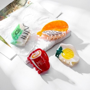 Pinza para el pelo de mujer estilo coreano 2026, nueva, con forma de comida, de acetato, para moños y peinados, accesorio con diseño de donut y croissant. - Product Image 1