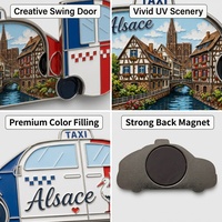 Aimant de réfrigérateur 2026 Creative Swing Door France Taxi, vente en gros d'usine, personnalisé, Alsace, imprimé UV, aimant paysage, souvenir touristique