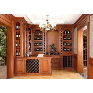 2023 Kejia French Style Modern High Level Furniture Wine CabinetHigh-grade Antique Elegant Solid Wood Door Wine Display Cabinet