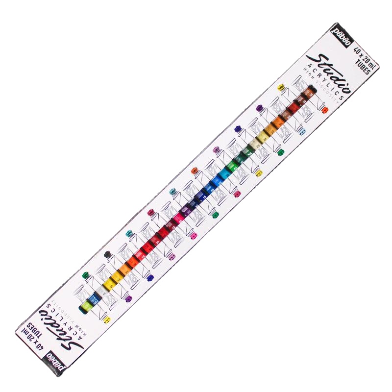 Pebeo New Products Studio Acrylic Paint Set 40 High Viscosity Bright Colors Professional Art Paint
