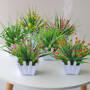 Décoration de jardin Bunga, petites fleurs artificielles, <span class=keywords><strong>bonsaï</strong></span> vert dans un pot en forme de clôture - Product Image 2